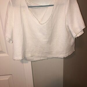 H&M White Ribbed Crop T-Shirt